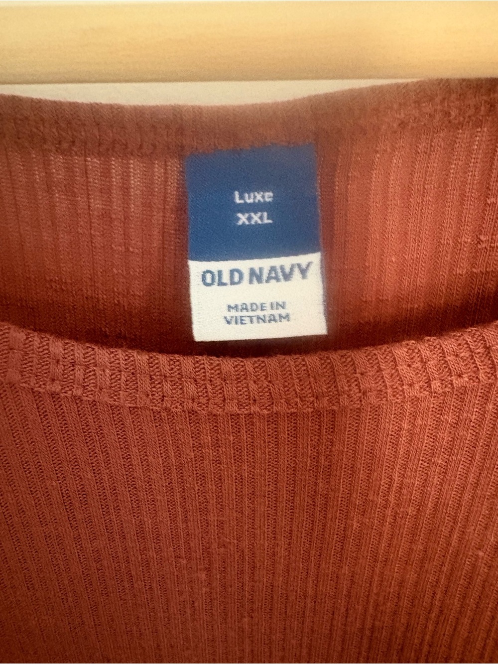 Boxy Ribbed Short Dolman Sleeve Tee - Rust - Picture 5 of 5